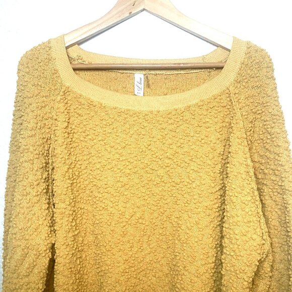 L love Women’s Sweater Cropped Balloon Sleeves Mustard Yellow  Sz M Bohocore - Picture 6 of 7